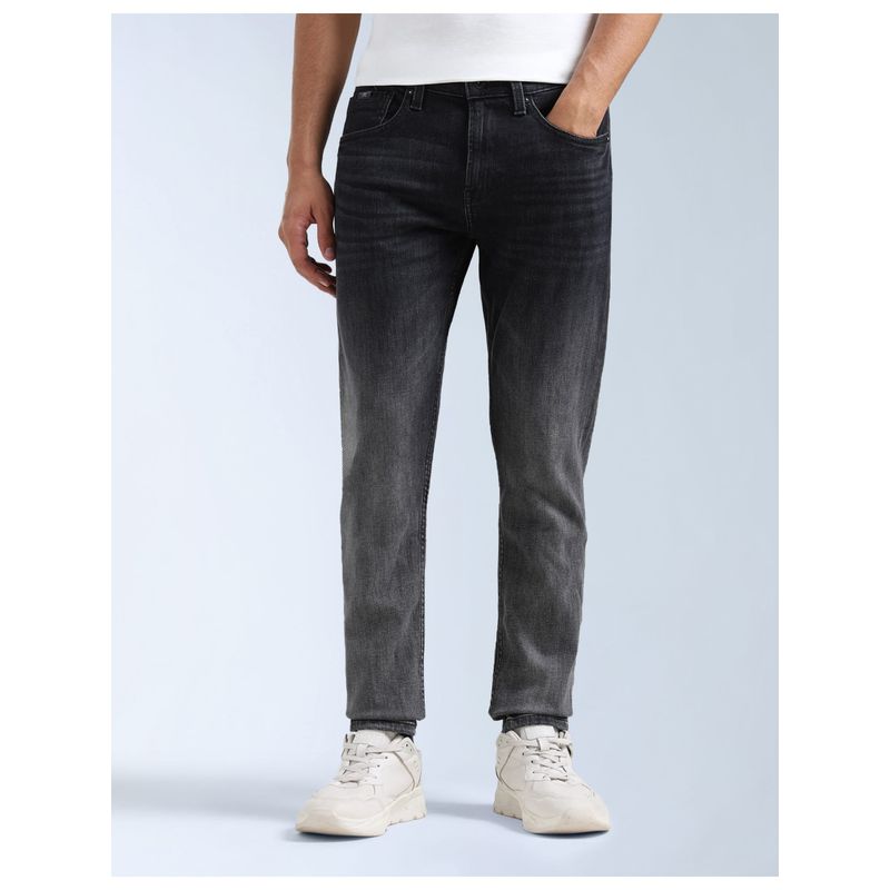 Flying Machine Men Black Cotton Solid Slim Jeans (30)