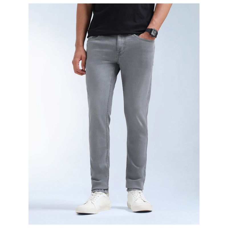 Flying Machine Men Grey Cotton Solid Skinny Jeans (34)