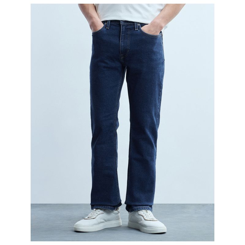 Flying Machine Men Blue Cotton Solid Boot Cut Jeans (32)