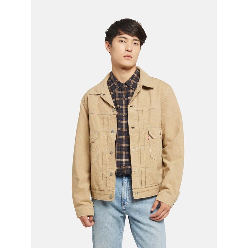 Levi's Men Solid Beige Jacket (M)