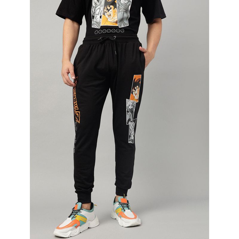Free Authority Dragon Ball Z Printed Regular Fit Black Cotton Blend Men Joggers (L)