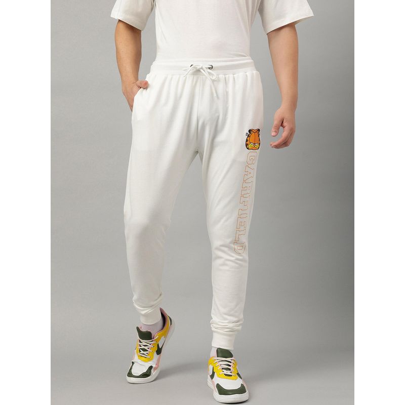Free Authority Garfield Printed Regular Fit Off White Cotton Men Jogger (L)