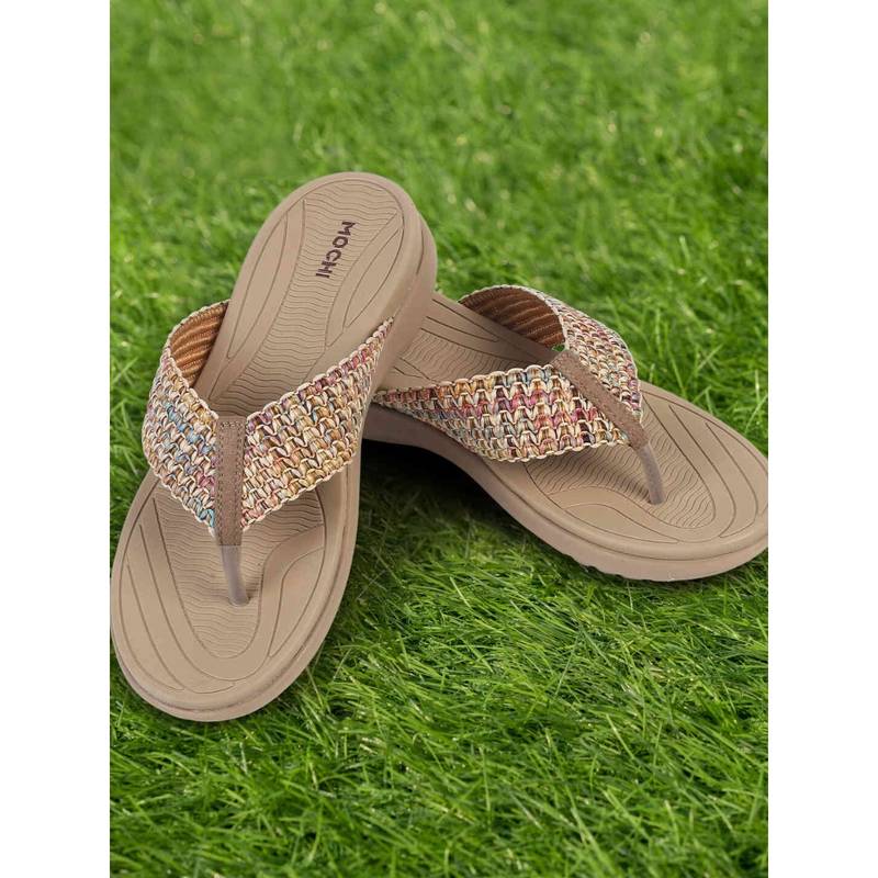 Mochi Women Beige Sandals (EURO 36)