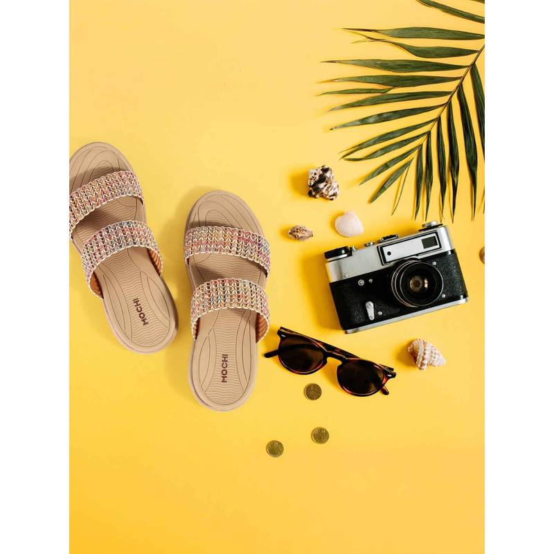 Mochi Women Beige Sandals (EURO 36)