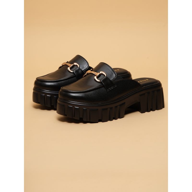 Eridani Avion Black Chunky Mules Heels (UK 3)