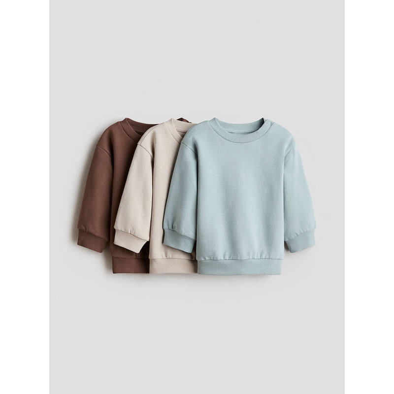 H&M Unisex Multi-Color 3-Pack Cotton Sweatshirts (0-1 Months)