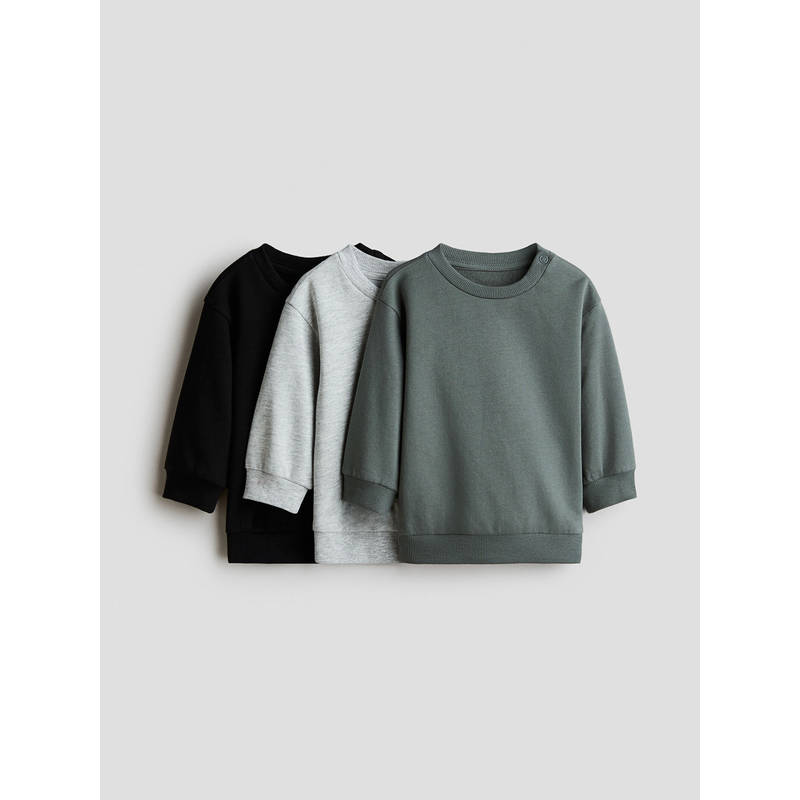 H&M Unisex Multi-Color 3-Pack Cotton Sweatshirts (0-1 Months)