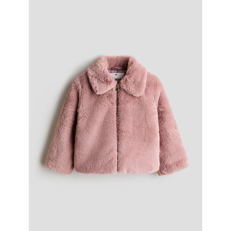 H&M Girls Pink Fluffy Jacket (1.5-2 Years)