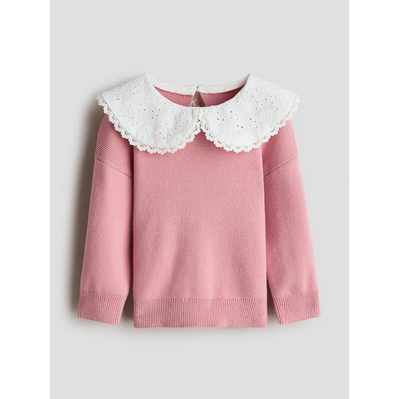 H&M Girls Pink Peter Pan-Collared Jumper (4-6 Months)