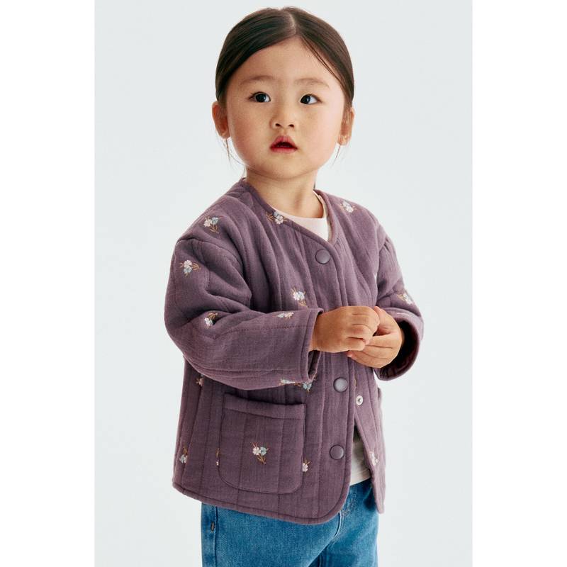 H&M Girls Purple Embroidery-Detail Jacket (4-6 Months)