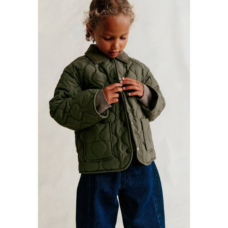 H&M Girls Green Quilted Jacket (2-3 Years)