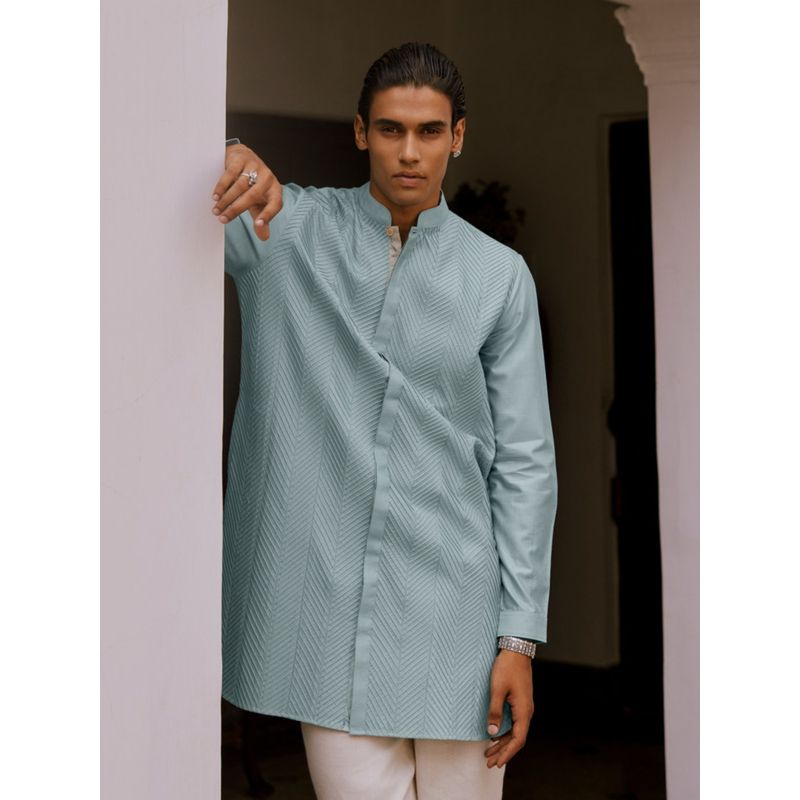 Andamen Regular Fit Men Short Length Pleats-Tucks Kurta (M)