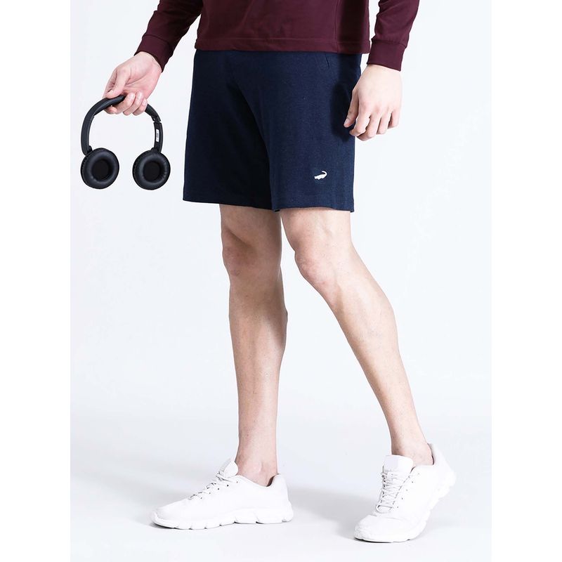 Crocodile Navy Blue Solid/Plain Regular Fit Shorts (M)
