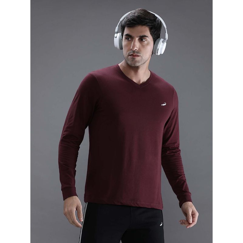 Crocodile Wine Solid/Plain Regular Fit T-Shirt (L)