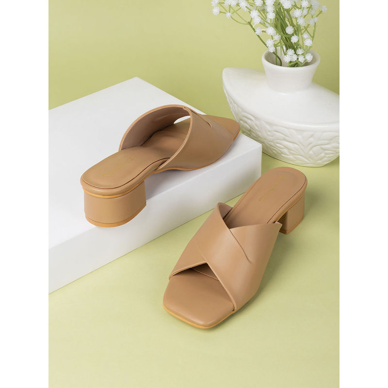 Louis Stitch Women's Beige Block Sandal Heels