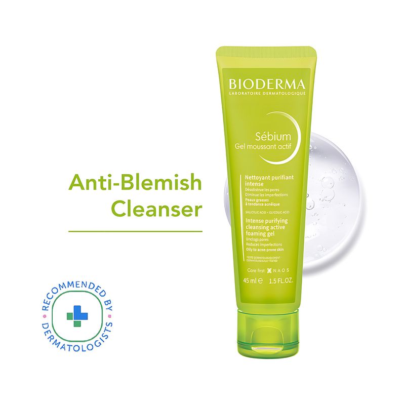 Bioderma Sebium Gel Moussant Actif Cleanser with Salicylic & GlycolicAcidforAcneProne,OilySkin