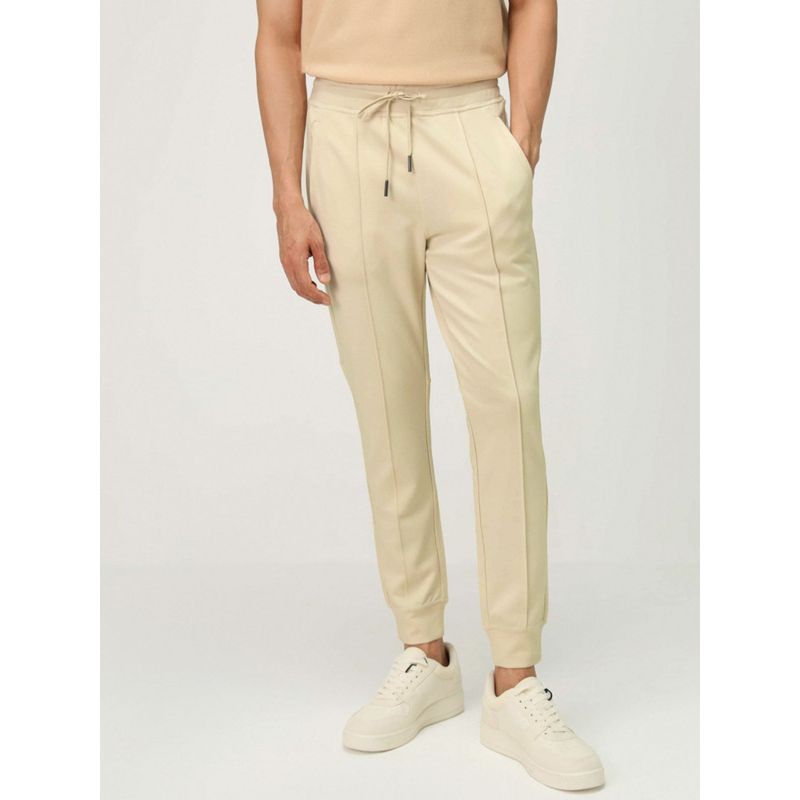 Andamen Regular Fit Men Casual Off-White Adjustable Waist Band Joggers (M)