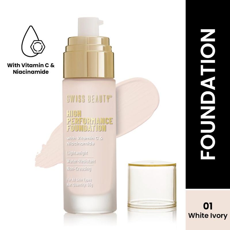 Swiss Beauty High Performance Foundation With Vitamin C & Niacinamide - 01 White Ivory