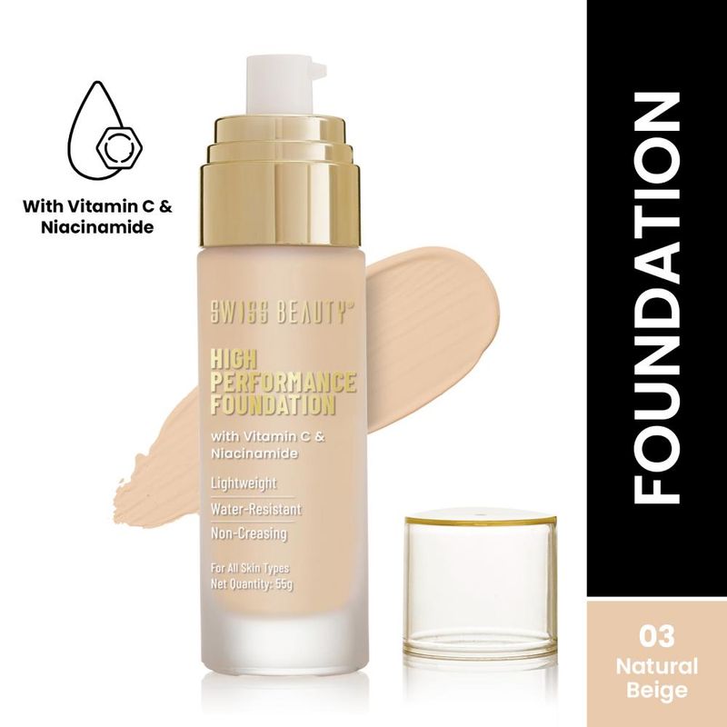 Swiss Beauty High Performance Foundation With Vitamin C & Niacinamide - 03 Natural Beige