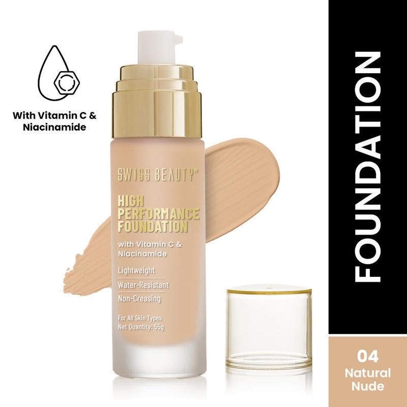 Swiss Beauty High Performance Foundation With Vitamin C & Niacinamide - 04 Natural Nude