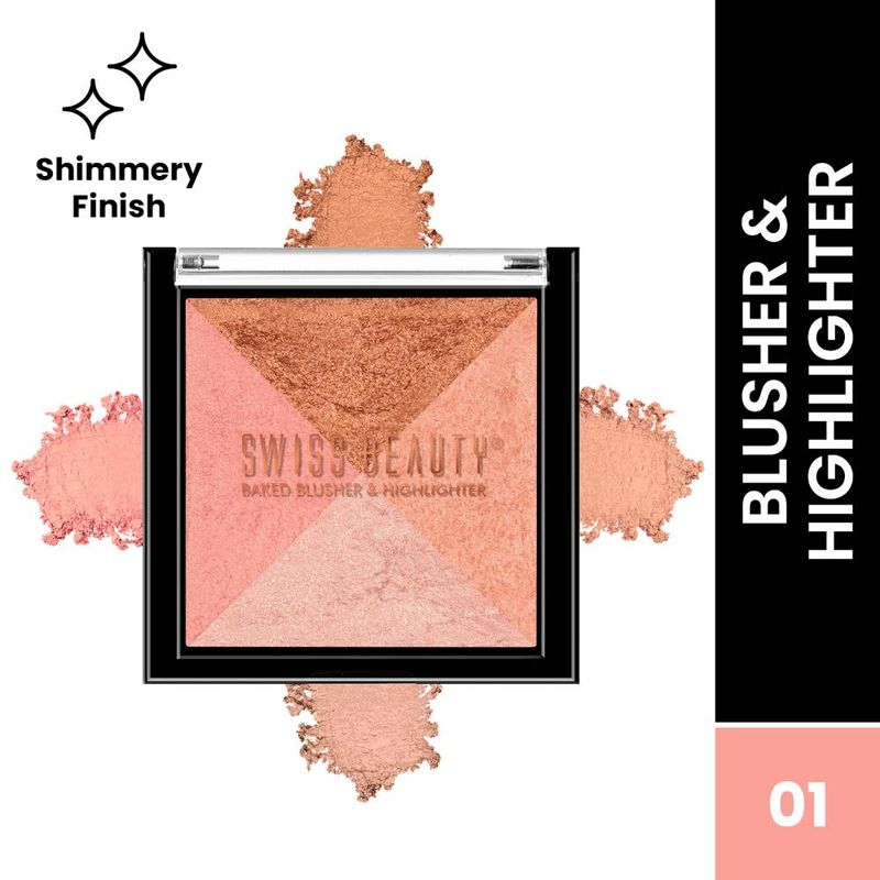 Swiss Beauty Baked Blusher & Highlighter - 01