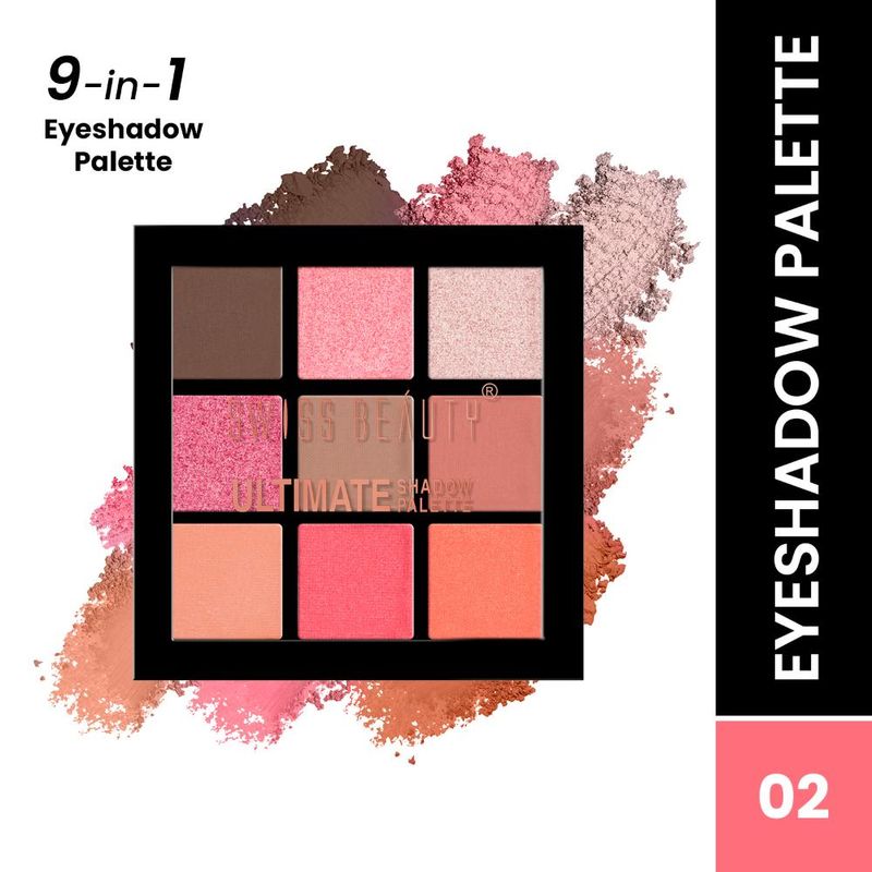 Swiss Beauty Ultimate 9 Pigmented Colors Eyeshadow Palette - Shade 02
