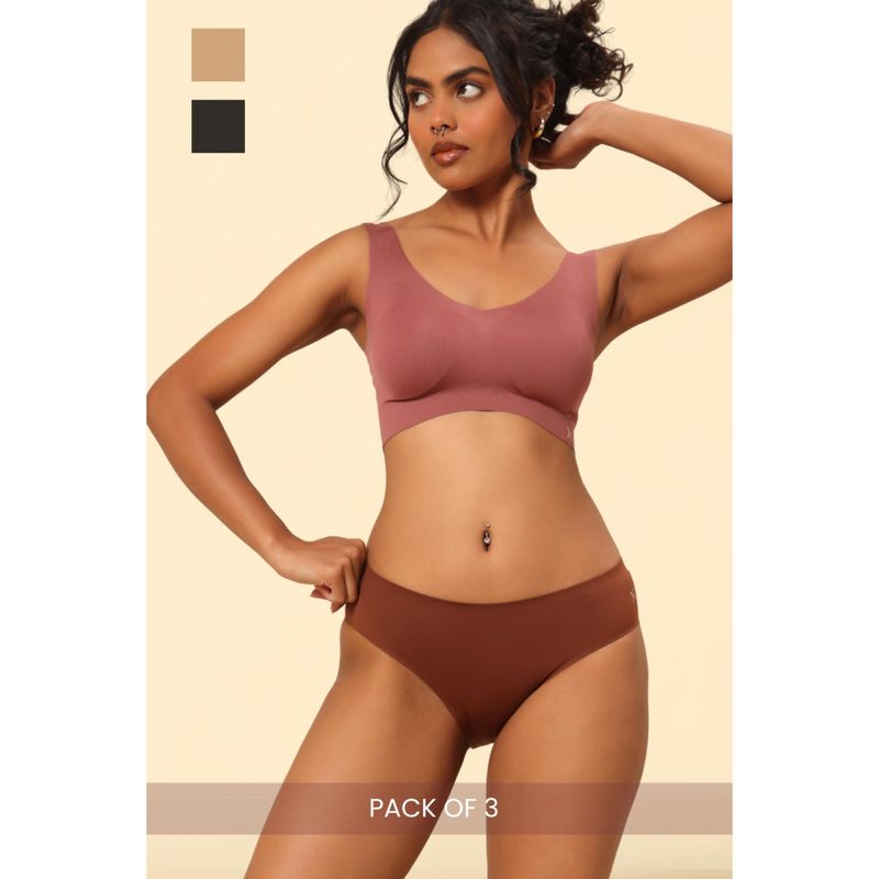 Krvvy Premium Seamless Bikini Panties Low Coverage Multi-Color (Pack of 3) (2XL)