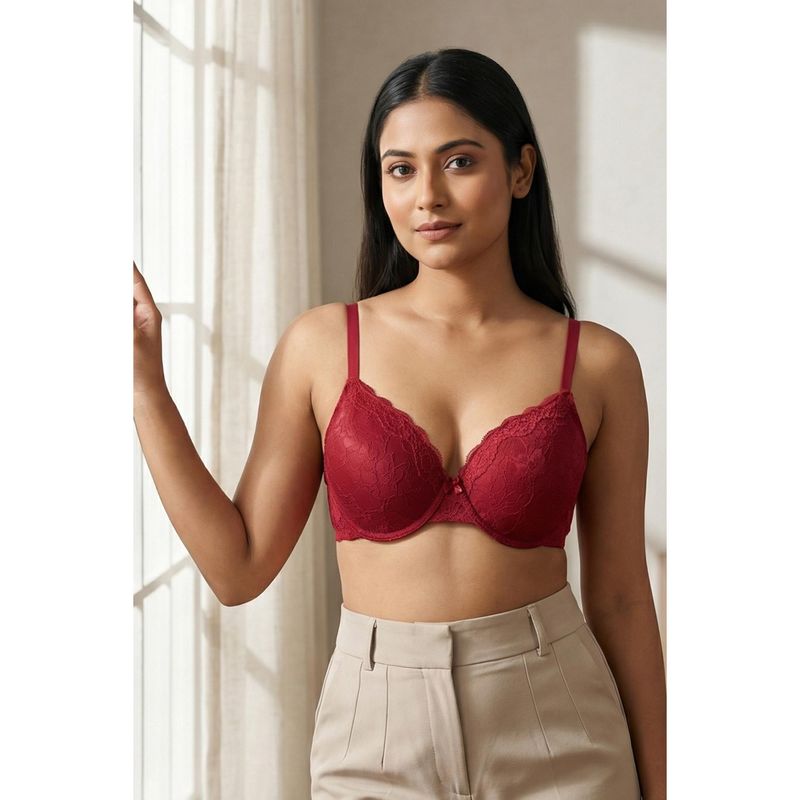Zivame Padded Wired 3/4Th Coverage Lace Bra - Scooter (32B)