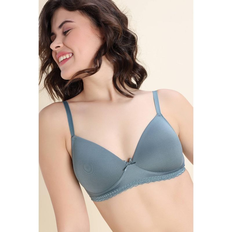 Zivame Padded Non Wired Medium Coverage T-Shirt Bra - Grey (32B)