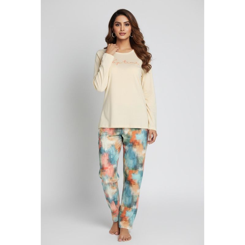 Zivame Butter Soft Knit Poly Nightsuit - Ethereal (XL)