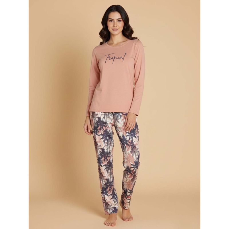 Zivame Butter Soft Knit Poly Nightsuit - Maple Sugar (XL)