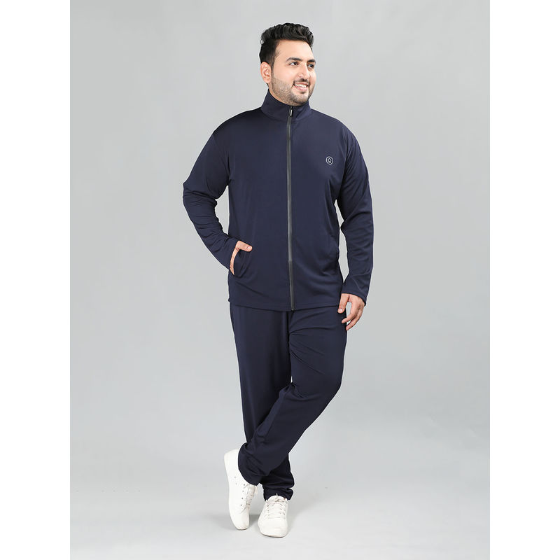 CHKOKKO Men Winter Sports Track Suit Navy Blue (Set of 2) (3XL)
