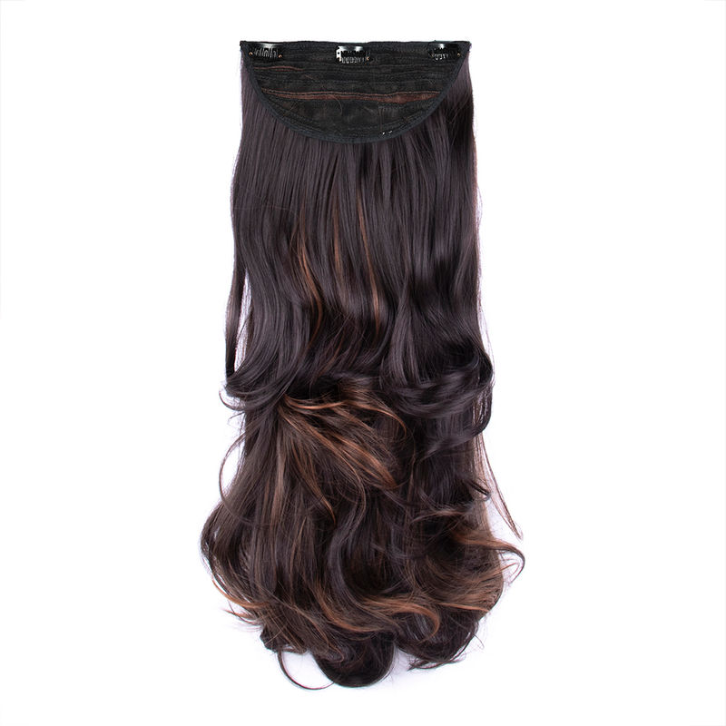Streak Street Clip-In 24 Out Curl Dark Brown Hair Extensions With Copper Highlights