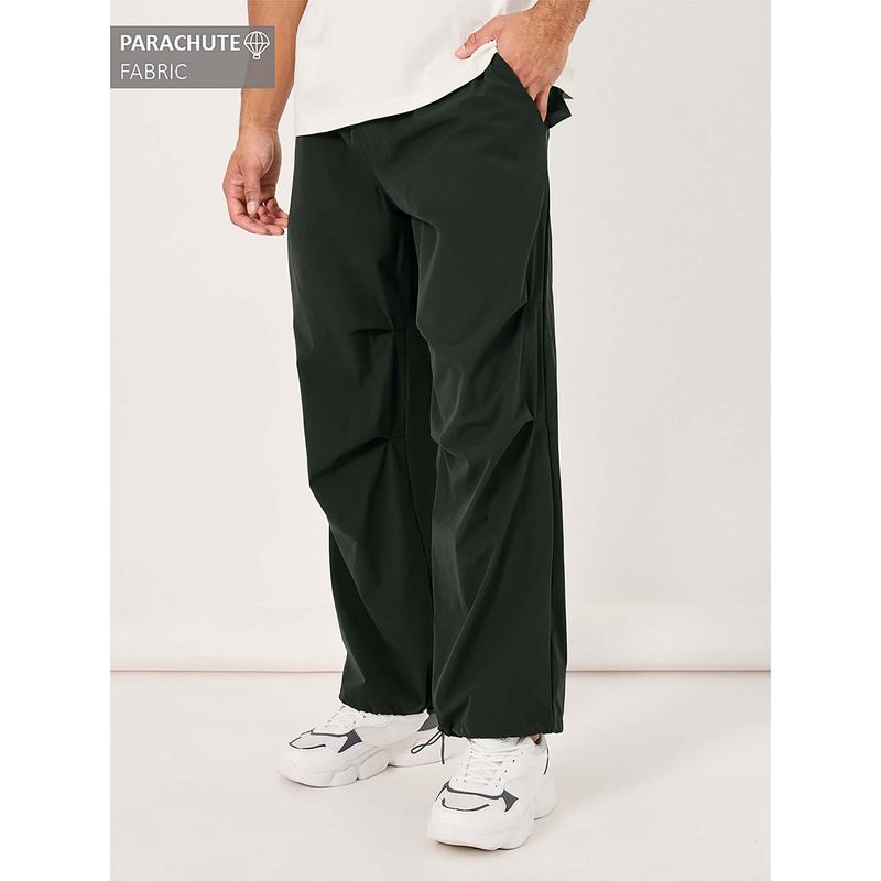 Styli Men Olive Solid Parachute Pant (30)