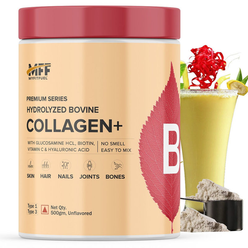 MyFitFuel Hydrolyzed Bovine Collagen +Hyaluronic Acid Biotin Vitamin C Skin HairNails Unflavor(500g)
