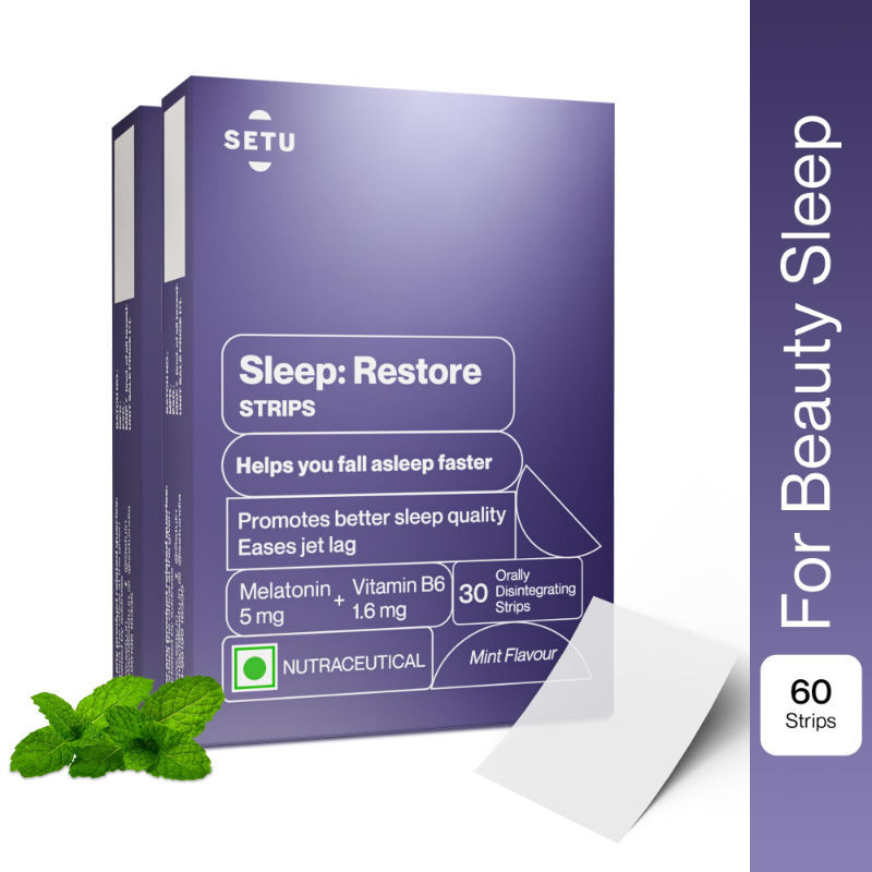Setu Sleep Restore - Melatonin 5mg Orally Dissolving Strips with Vitamin B6 for Sleep & Relaxation