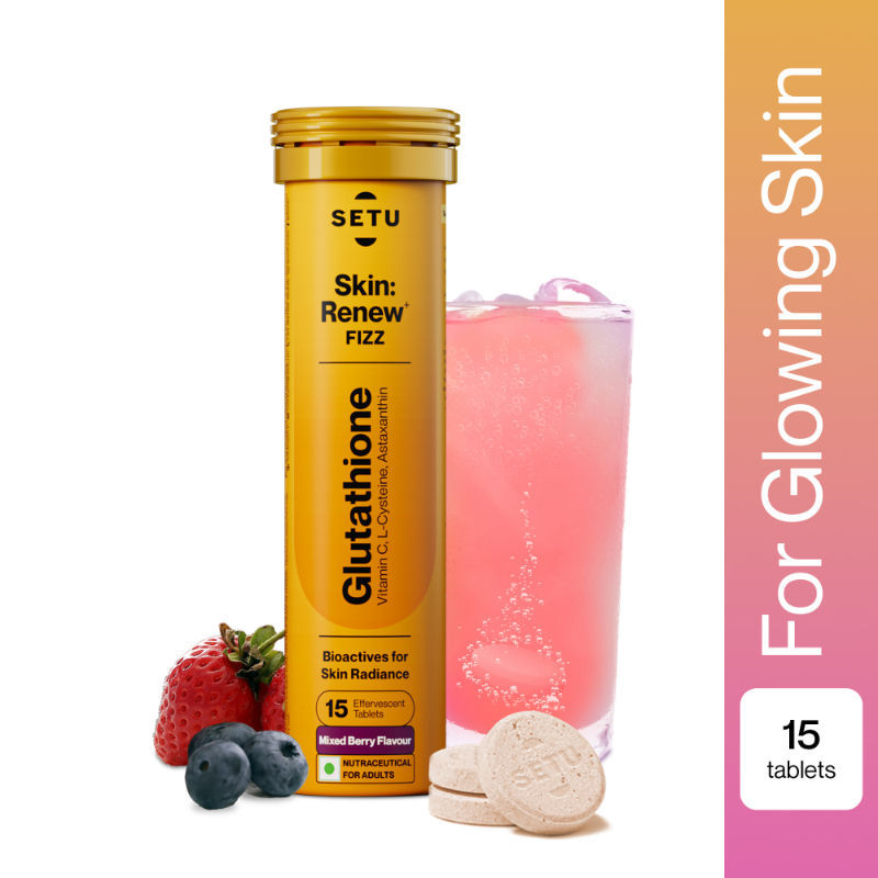Setu Skin Renew L-Glutathione Tablets with Vitamin C for Glowing Skin - Mixed Berry (Pack of 1)