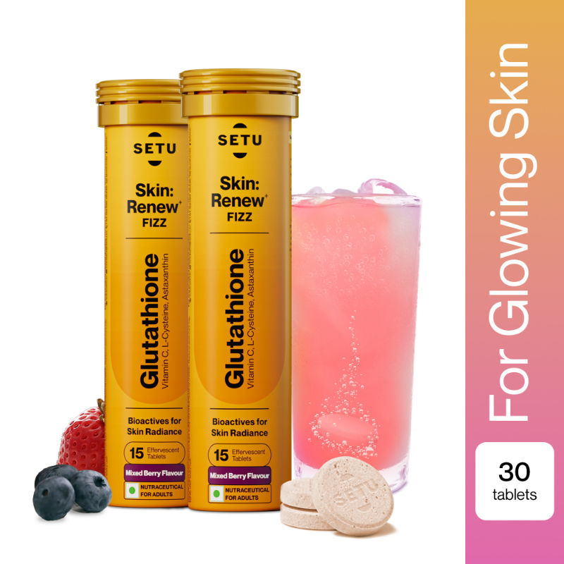 Setu Skin Renew L-Glutathione Tablets with Vitamin C for Glowing Skin - Mixed Berry (Pack of 2)