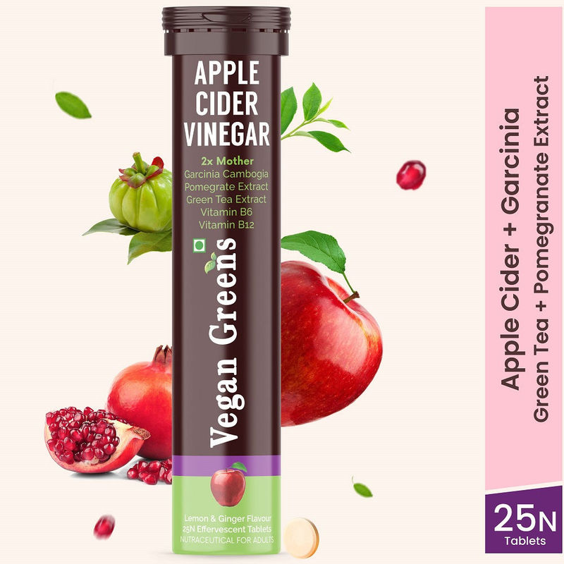 Vegan Greens Apple Cider Vinegar Effervescent Tablets - Lemon & Ginger