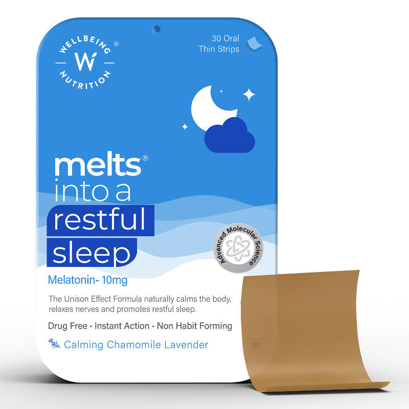 Wellbeing Nutrition Melts Restful Sleep 10 mg, Melatonin, Non-Addictive, Lavender Flavour