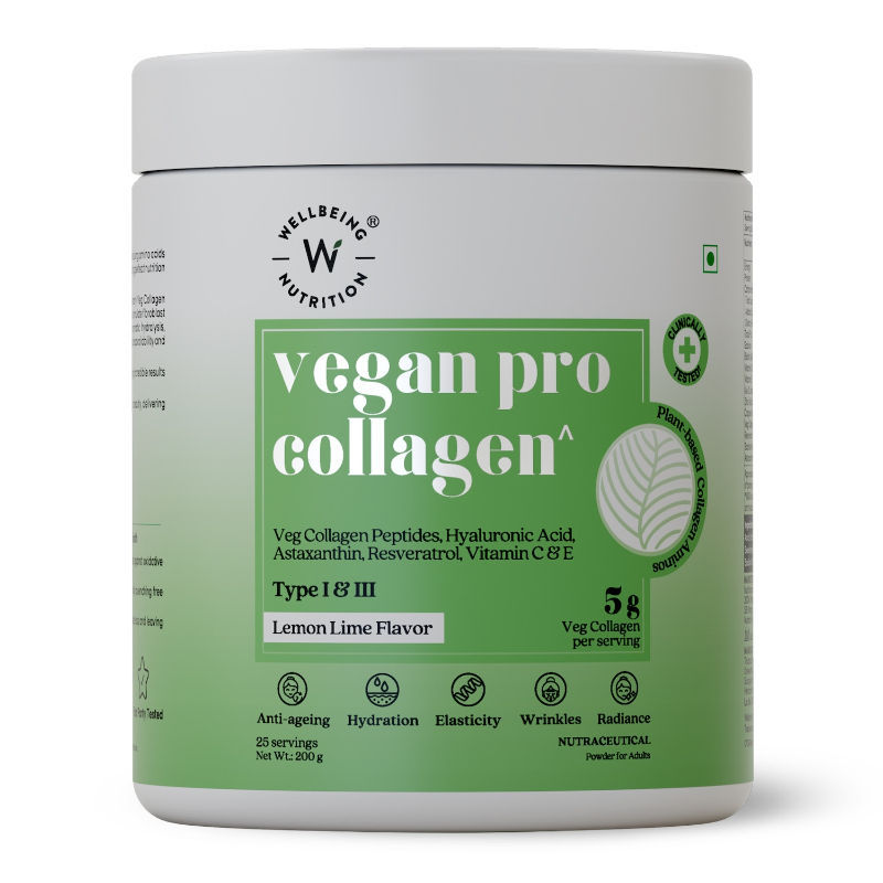 Wellbeing Nutrition Vegan Pro Collagen, Hyaluronic Acid, Skin & Hair, Lemon Lime Flavour