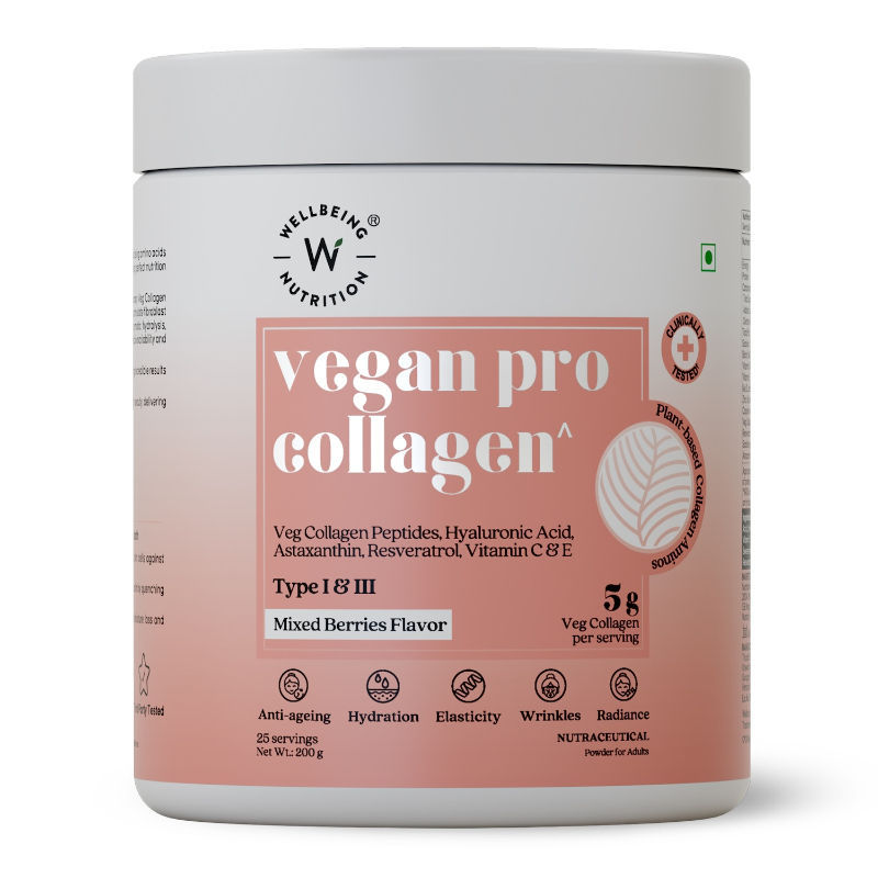 Wellbeing Nutrition Vegan Pro Collagen, Hyaluronic Acid, Skin & Hair, Mixed Berries Flavour