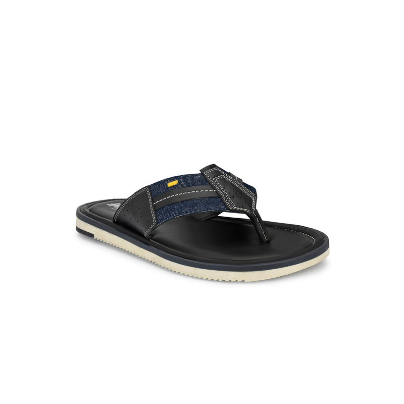 Hitz Men's Blue Leather Comfortable Slippers (UK 6)