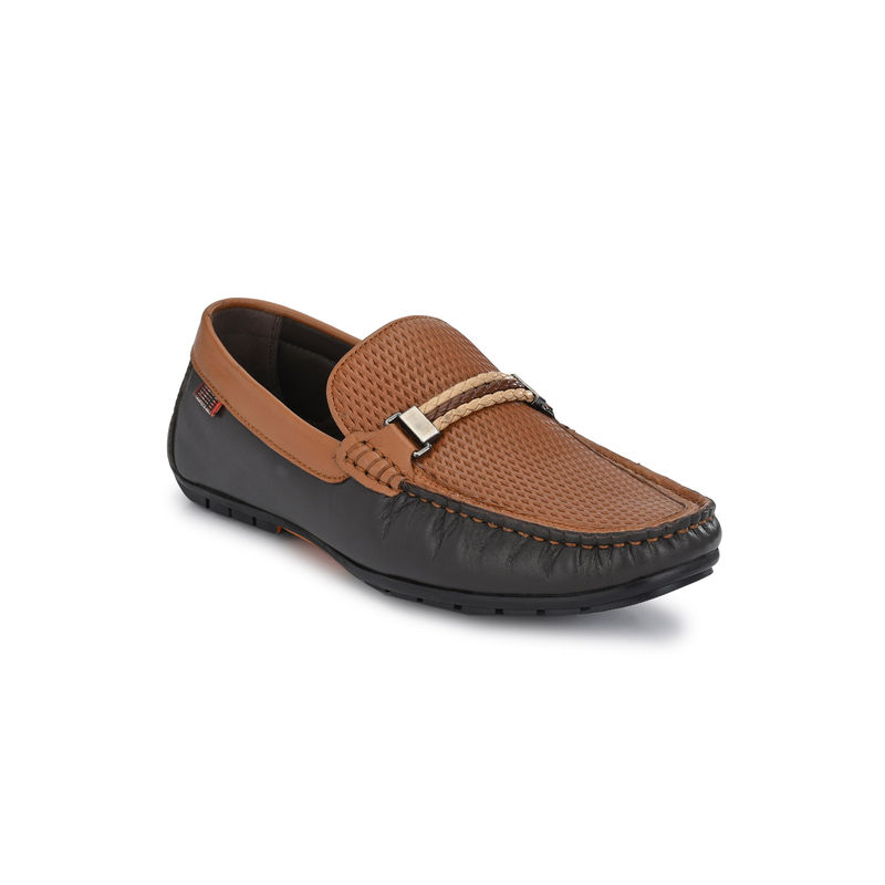 Hitz Men's Tan Leather Slip-On Loafer Shoes (UK 10)