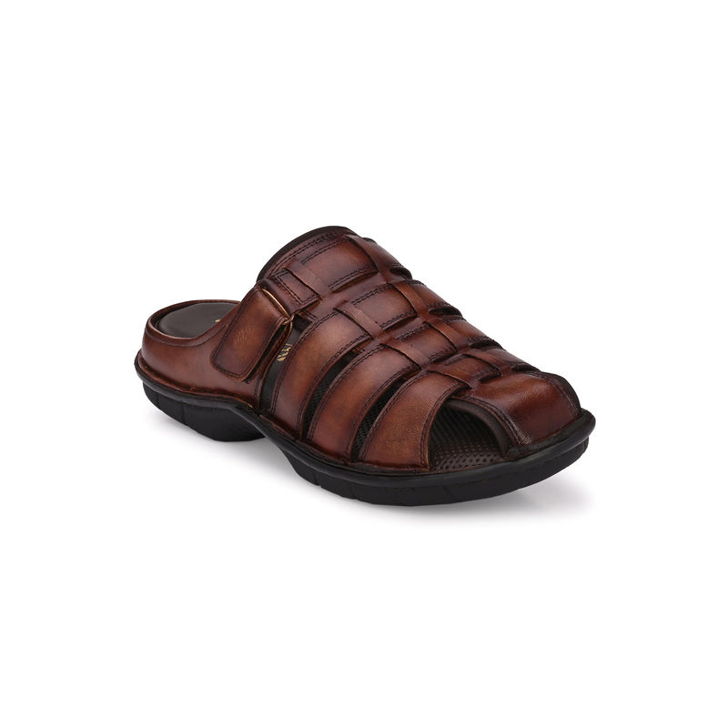Buy Hitz Men's Black Leather Comfort Slippers Online