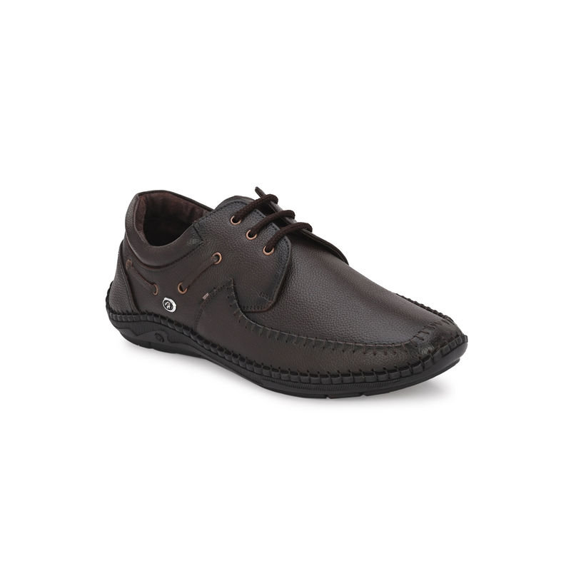 Hitz Men's Brown Leather Lace-up Casual Shoes (UK 8)