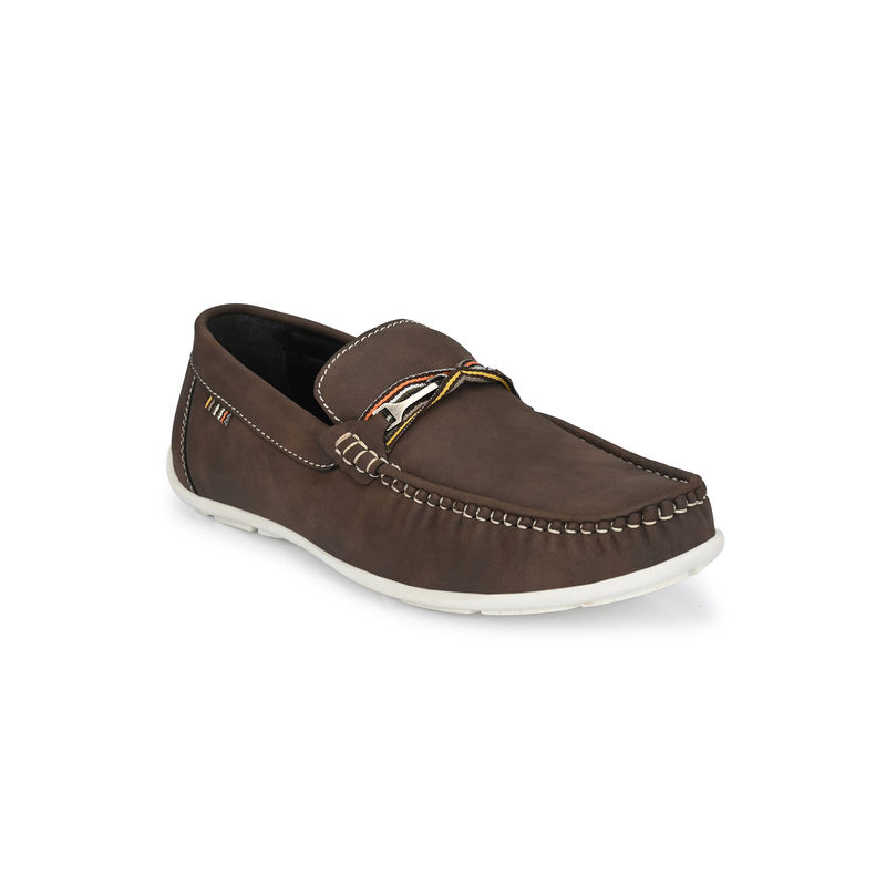 Hitz Men's Brown Synthetic Slip-On Loafer Shoes (UK 9)