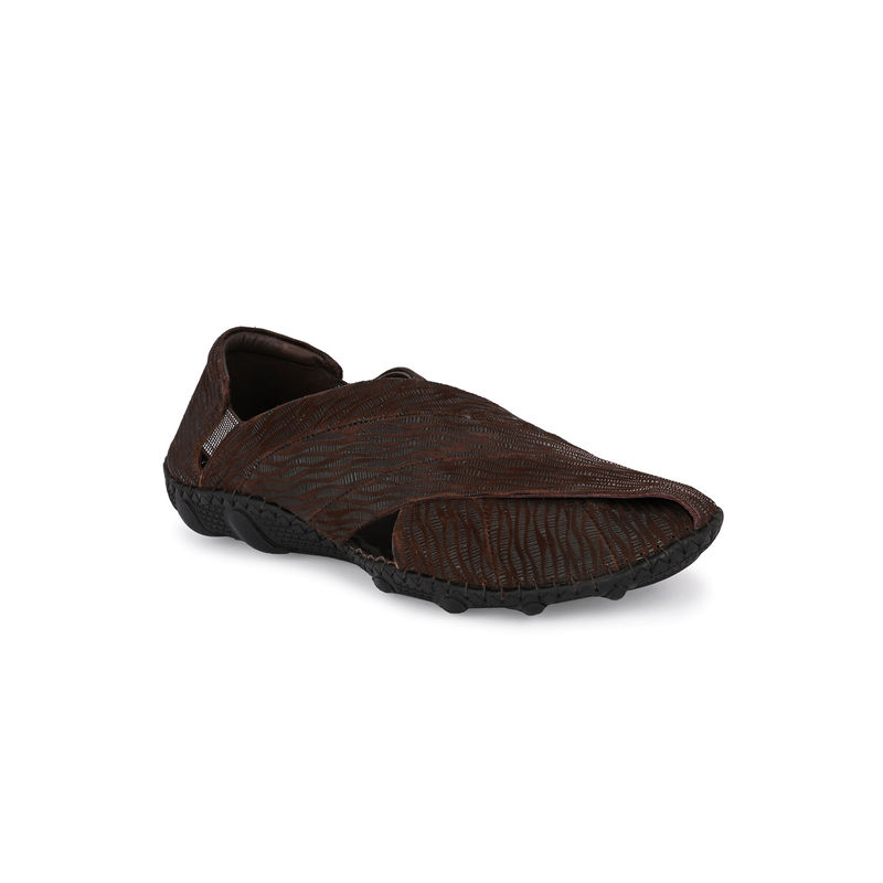 Hitz Men's Brown Leather Slip-On Shoe Style Sandals (UK 6)