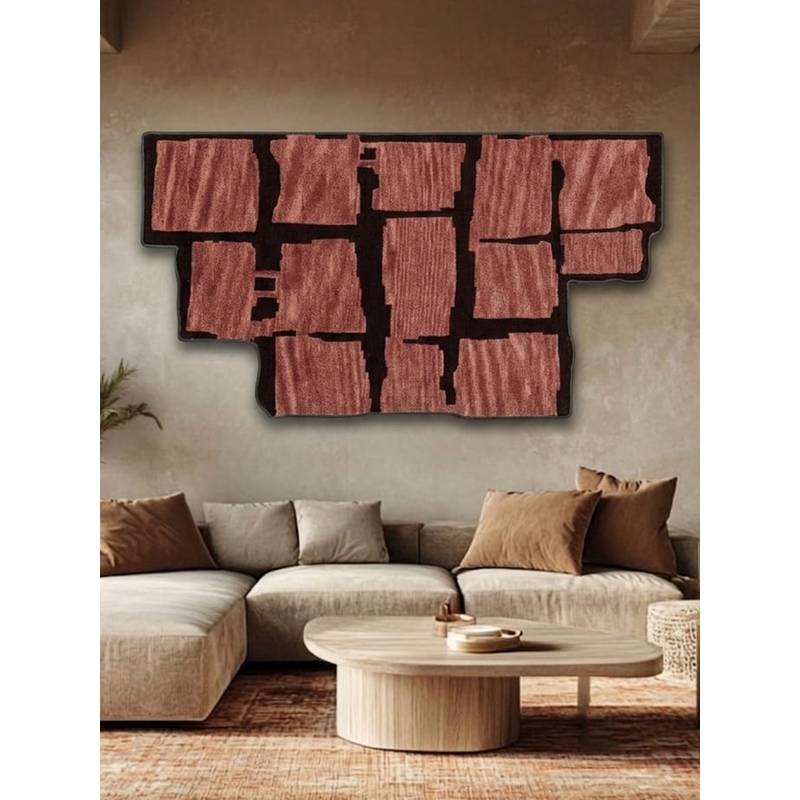 Neu Looms Rust Abstract Geometric Natural Wool Handmade Wall Art (4x2 feet)