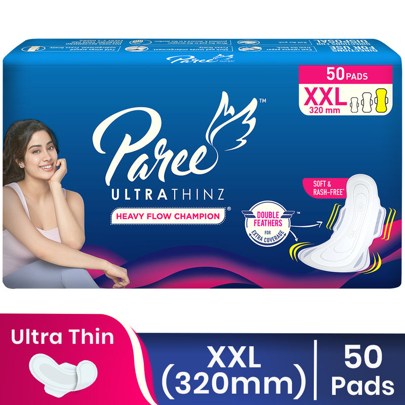 Paree Ultra Thinz XL 50 Sanitary Pads Soft & Thin Pads Double Feathers For Extra Coverage